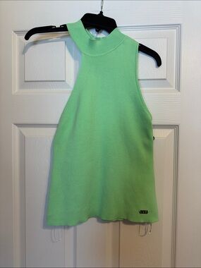 DKNY Sleeveles Knit Mock Neck Tank Top - Green